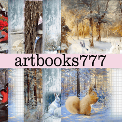 winter forest,scrapbooking set, digital download, digital paper, journal