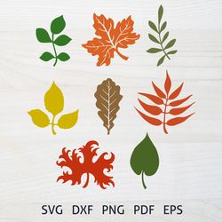 Fall Leaves, Cutting Files SVG Bundle, Autumn Clipart