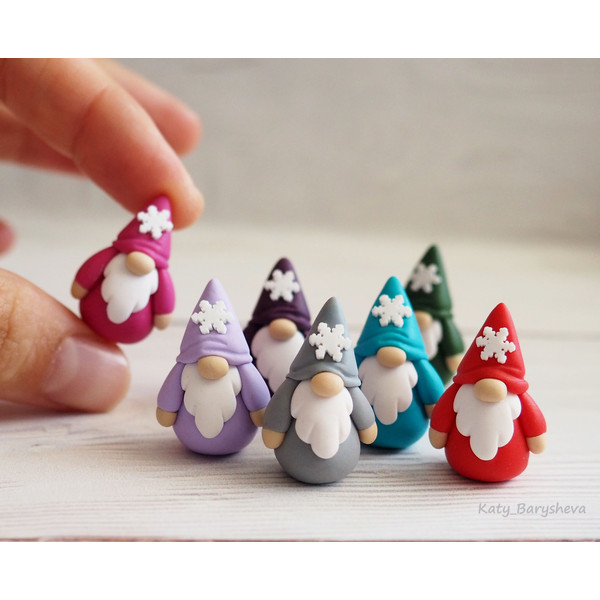 Miniature Christmas Gnome figurine - tiny clay gnome gift 1.JPG