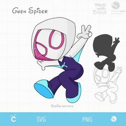 Baby Spider Ghost Svg, Ghost Spidey Svg, Spider girl Svg Gwen Spider, Superhero girl, Pink spider cartoon