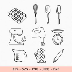 Bakery Tool Svg Mixer Png File for Cricut dxf for laser cut Kitchen Supplies Line Art