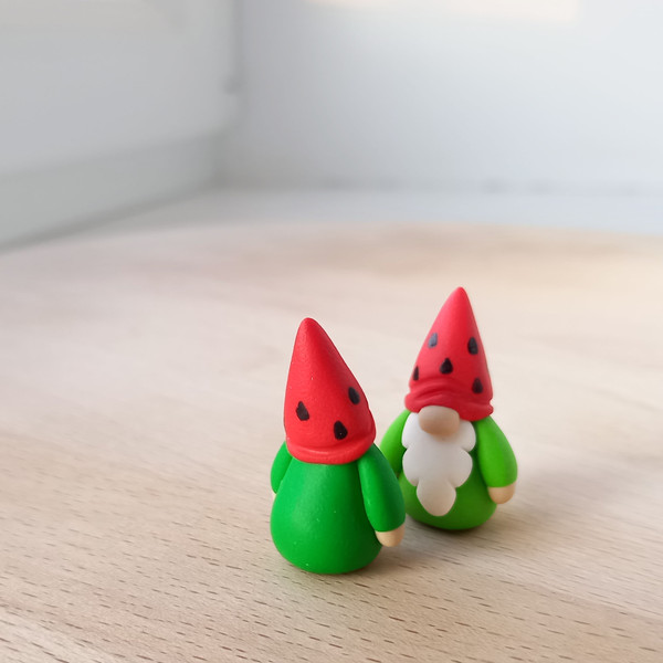 Watermelon Gnome - little clay gnome figurine 2.jpg