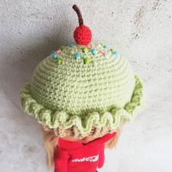 Blythe hat crochet green Cupcake for blythe doll halloween outfit doll clothes blythe accessories