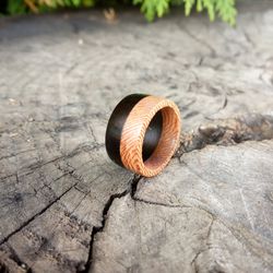 Two Tone Ring Combo Wood Ring Mens Wood Ring Black and Brown Wood Ring Womens wooden rings Handmade Wood Ring