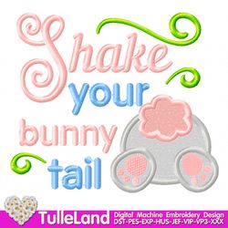 Cute Easter Bunny Rabbit Shake Your Bunny Tail  Design applique for Machine Embroidery
