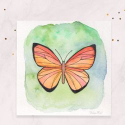 Mini painting 3x3 Butterfly painting Mini postcard Original watercolor painting Tiny painting
