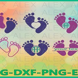 baby feet svg, baby monogram svg