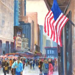 Manhattan  Cityscape New York Painting  Oil Original Artwork