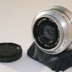 INDUSTAR 50 lens 50mm f/3.5 for FED, Leica M39 KMZ Silver Vintage Decor