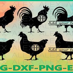 cock rooster svg, chicken monogram svg, cock svg