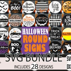 Halloween Round Signs Svg, Halloween Door Sign Svg files, Digital download