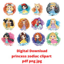 Princess png,Baby Little Princess,Princess Cartoon Movie Clipart,All Princesses Png, bundle Cute Princess zodiac