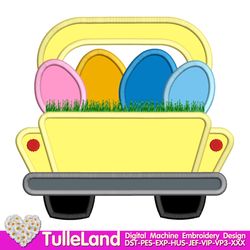 Easter Truck with Eggs my 1st Easter Day Boy Bunny Ears Rabbit Car back with eggs Design applique for Machine Embroidery