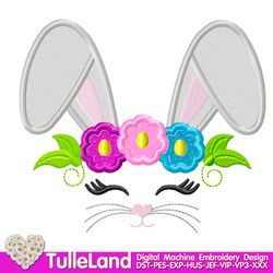 The cute face of the Easter Bunny Egg Rabbit Easter for baby girl Design applique for Machine Embroidery