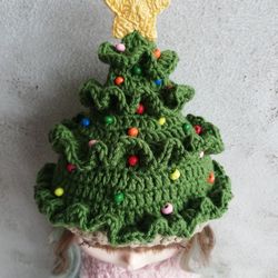 Blythe hat crochet green Christmas Tree for custom blythe doll christmas clothes blythe accessories cute doll clothes