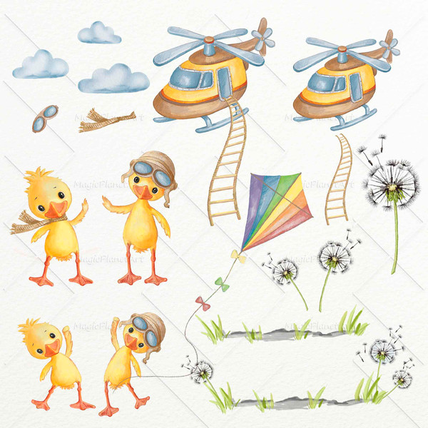 Little ducklings watercolor clipart set-Invitation sweet party-wall decor nupsery-postcard-baby shower_.jpg