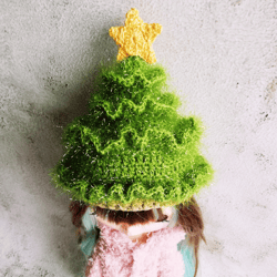 Blythe hat crochet green fluffy Christmas Tree for custom blythe doll christmas clothes blythe accessories cute doll