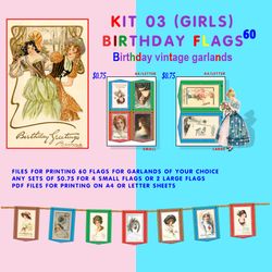 Birthday Retro Bunting Kit 03 (Girls)