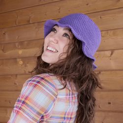 Crochet bucket hat, purple bucket hat, crochet hat, girl accessory