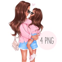 Mom and daughter clipart, family clipart, fashion girls clipart, fashion illustration, planner clipart