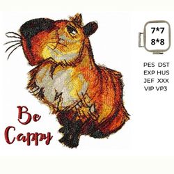 Capybara embroidery design Be cappy 2 sizes DIGITAL files for machine Photo stitch technique