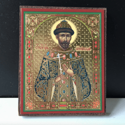 The last Russian emperor, Nicholas II | Lithography print mounted on wood | Size: 3" x 2,5"