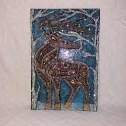 Steampunk Christmas Deer, christmas gift, new year, 3D canvas, on the wall, loft artwork, Santa's reindeer, winter holid