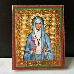St. Elizabeth the New Martyr of Russia | Lithography print mounted on wood | Size: 3" x 2,5"