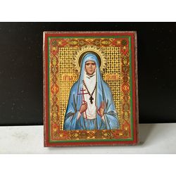 St. Elizabeth the New Martyr of Russia | Lithography print mounted on wood | Size: 3" x 2,5"