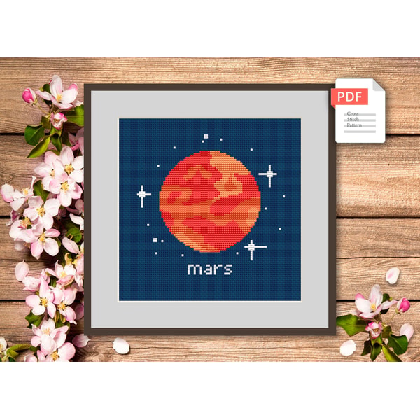 Mars Cross Stitch Pattern, Planets Cross Stitch Pattern, Mar | Inspire ...