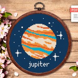 Jupiter Cross Stitch Pattern, Planets Cross Stitch Pattern, Jupiter Pattern, Space Cross Stitch Pattern