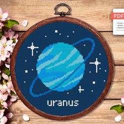 Uranus Cross Stitch Pattern, Planets Cross Stitch Pattern, Uranus Pattern, Space Cross Stitch Pattern