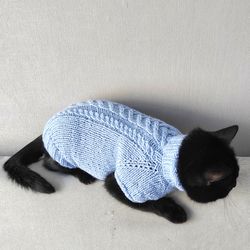 Cable cat sweater Knit clothes for cat Pet jumper Outfit for pet Turtleneck cat sweater Sphynx sweaters Cat clothes