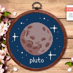 Pluto Cross Stitch Pattern, Planets Cross Stitch Pattern, Pluto Pattern, Space Cross Stitch Pattern