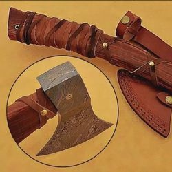 handmade damascus steel hatchet tomahawk hunting viking axe