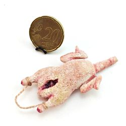 Dollhouse miniature 1:12 goose, animal carcasses, butcher