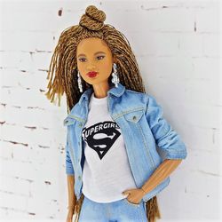 Denim jacket for Barbie dolls (Barbie regular or other dolls of similar size)