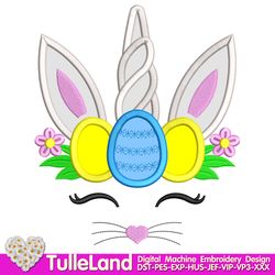 Easter Bunny Unicorn Rabbit Egg Spring Flowers Petunia Petals Girl Easter Design applique for Machine Embroidery