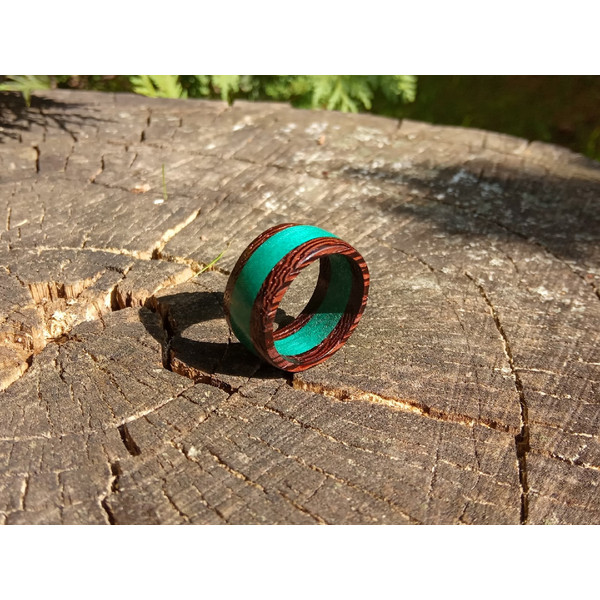 Irish green wood ring Handmade wooden rings Men wood rings.jpg