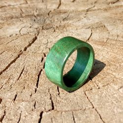 Green Wood Ring Womens Green Wood Ring, mother ring gift , Wide Wood Ring