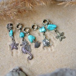 Boho hair jewelry in sea design, dreadlock beads, set of 5 dread beads