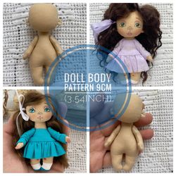 Doll body pattern 9cm (3,54 inch)