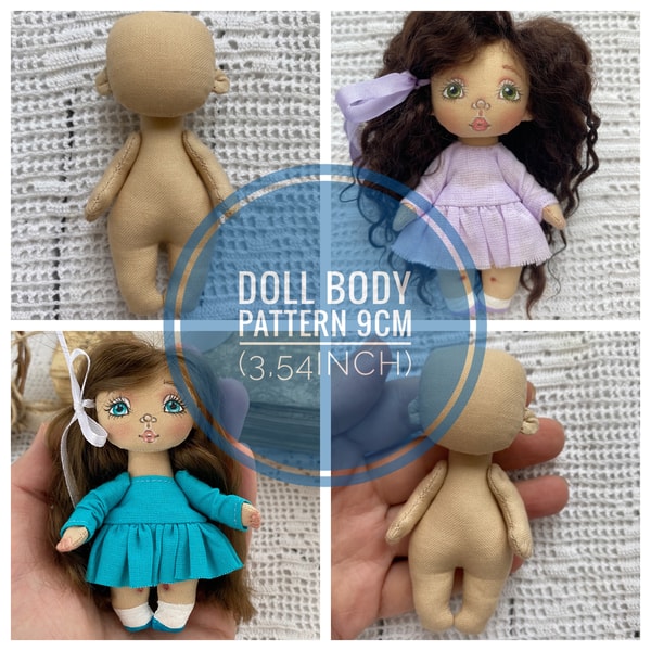 Cuddle Body Pattern Doll body pattern 9cm (3,54 inch) - Inspire Uplift