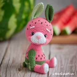 Rabbit  Amigurumi Pattern, Watermelon Rabbit Pattern, Crochet Rabbit Pattern