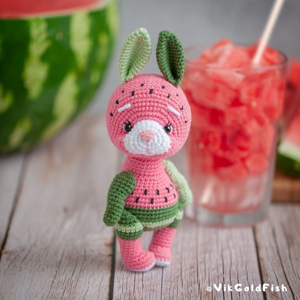 Watermelon Easter Rabbit Amigurumi Pattern Rabbit - Pattern Watermelon Rabbit - Inspire Uplift