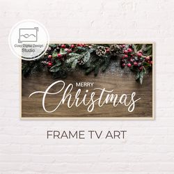 Samsung Frame TV Art | 4k Merry Christmas Wood Lettering Decor Art for Frame TV | Digital Art Frame TV