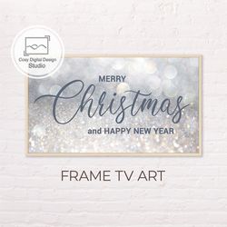 Samsung Frame TV Art | 4k Merry Christmas Silver Sparkling Lettering Decor Art for Frame TV | Digital Art Frame TV