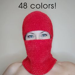 Crochet balaclava ski mask. 48 colors! Fluffy balaclava face mask Balaclava hand knit Trendy balaclava for teens