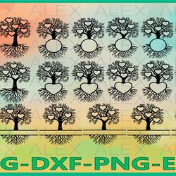 family tree heart svg, split frame family tree