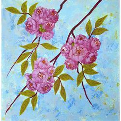 Roses Painting Flowers Original Art Floral Wall Art Pink Flower Acrylic Painting